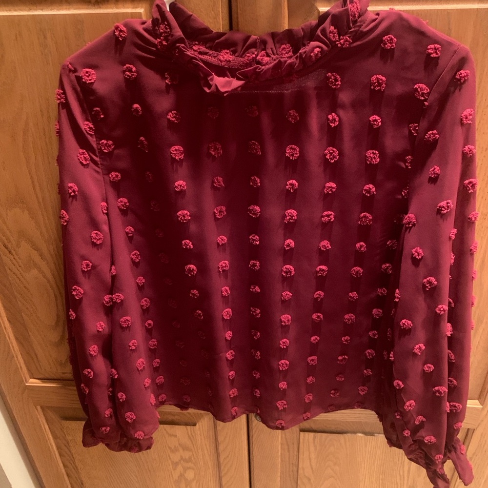 She + Sky Burgundy Textured Blouse